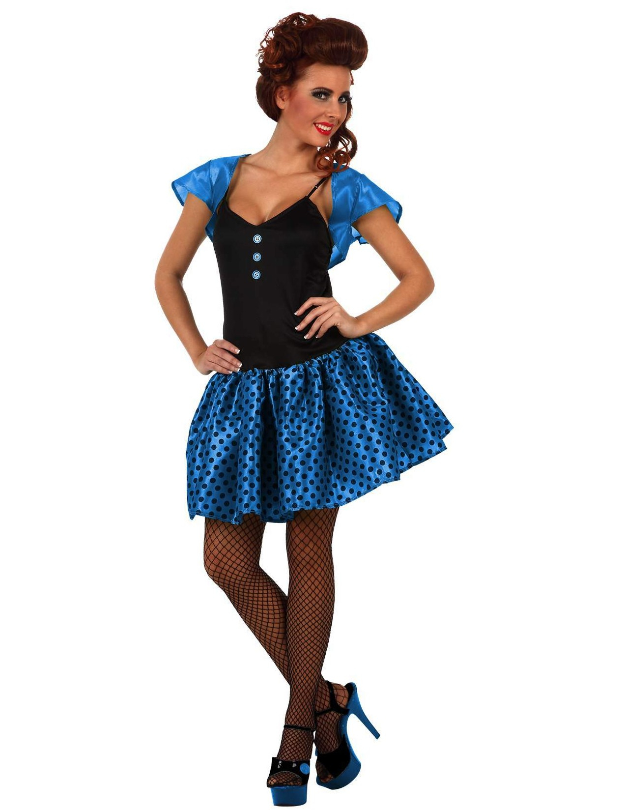Déguisement style années 60 bleu femme