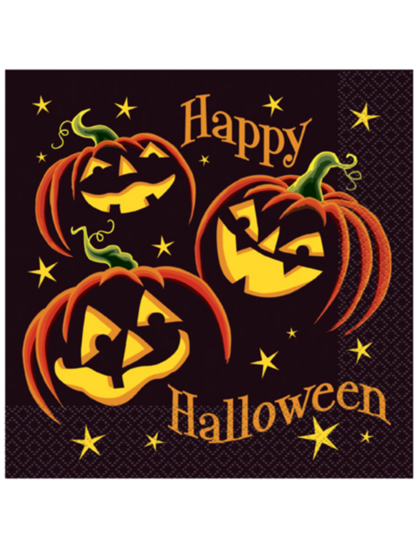 16 Serviettes Citrouille noire Halloween 33 x 33 cm
