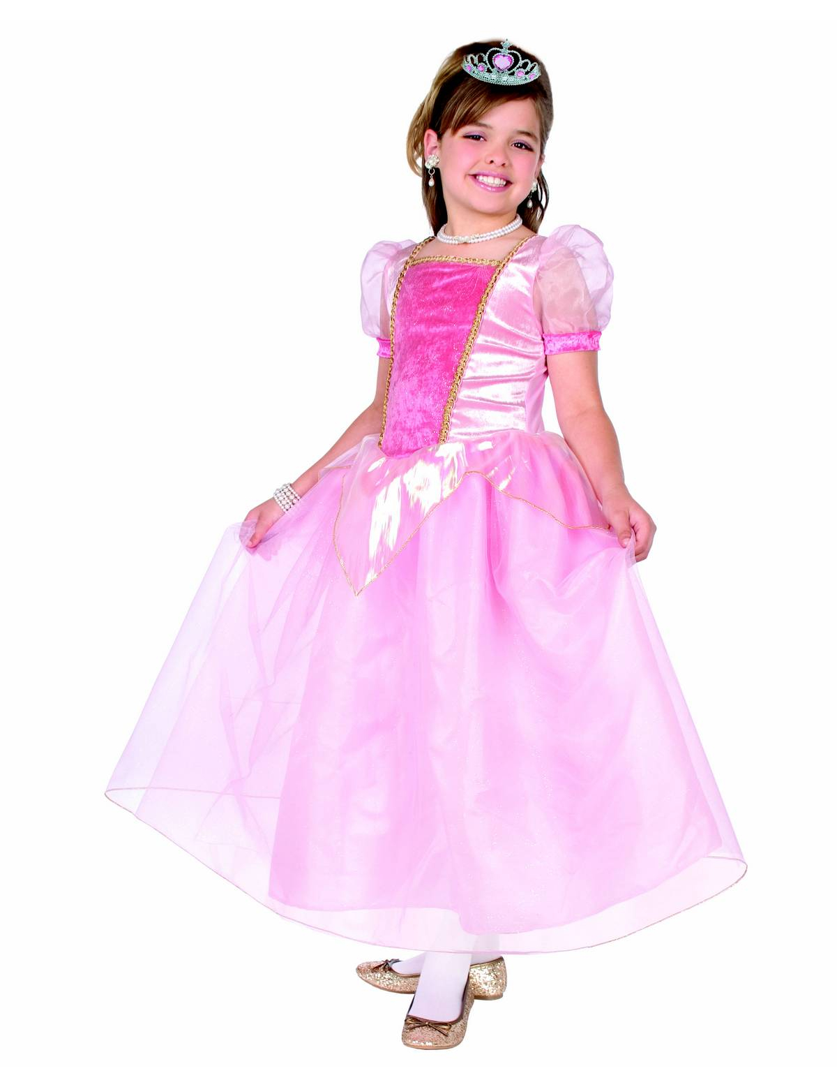 Déguisement princesse rose manches bouffantes fille