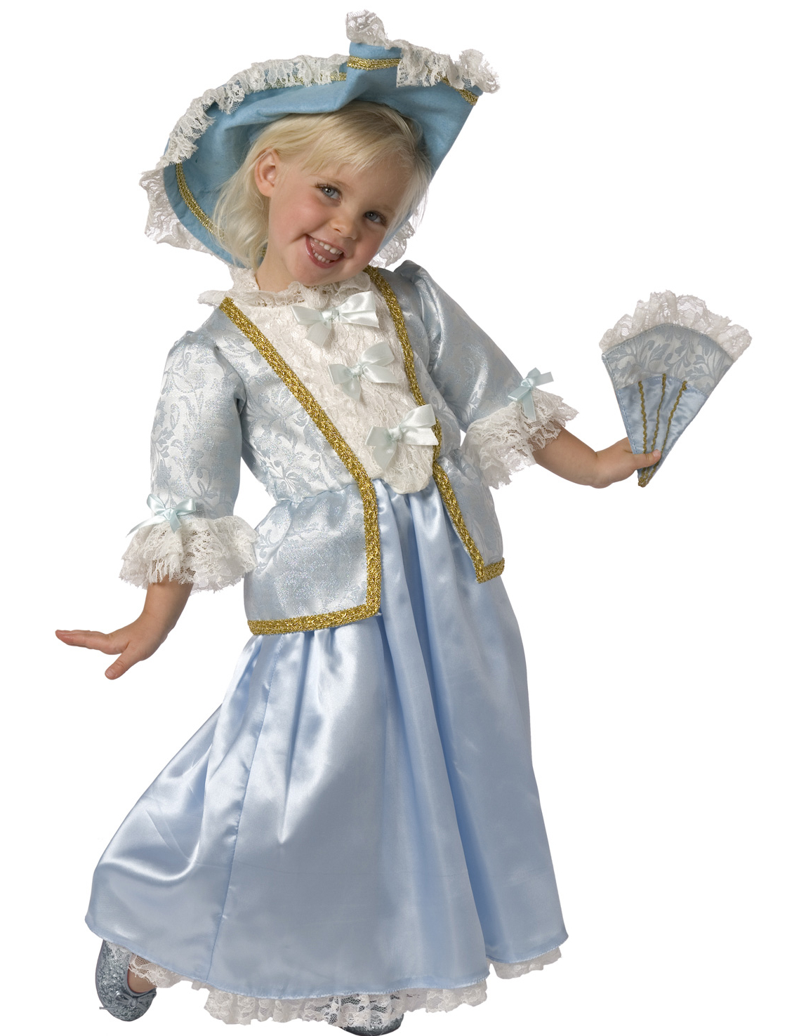 Déguisement princesse renaissance enfant fille bleu et dentelle