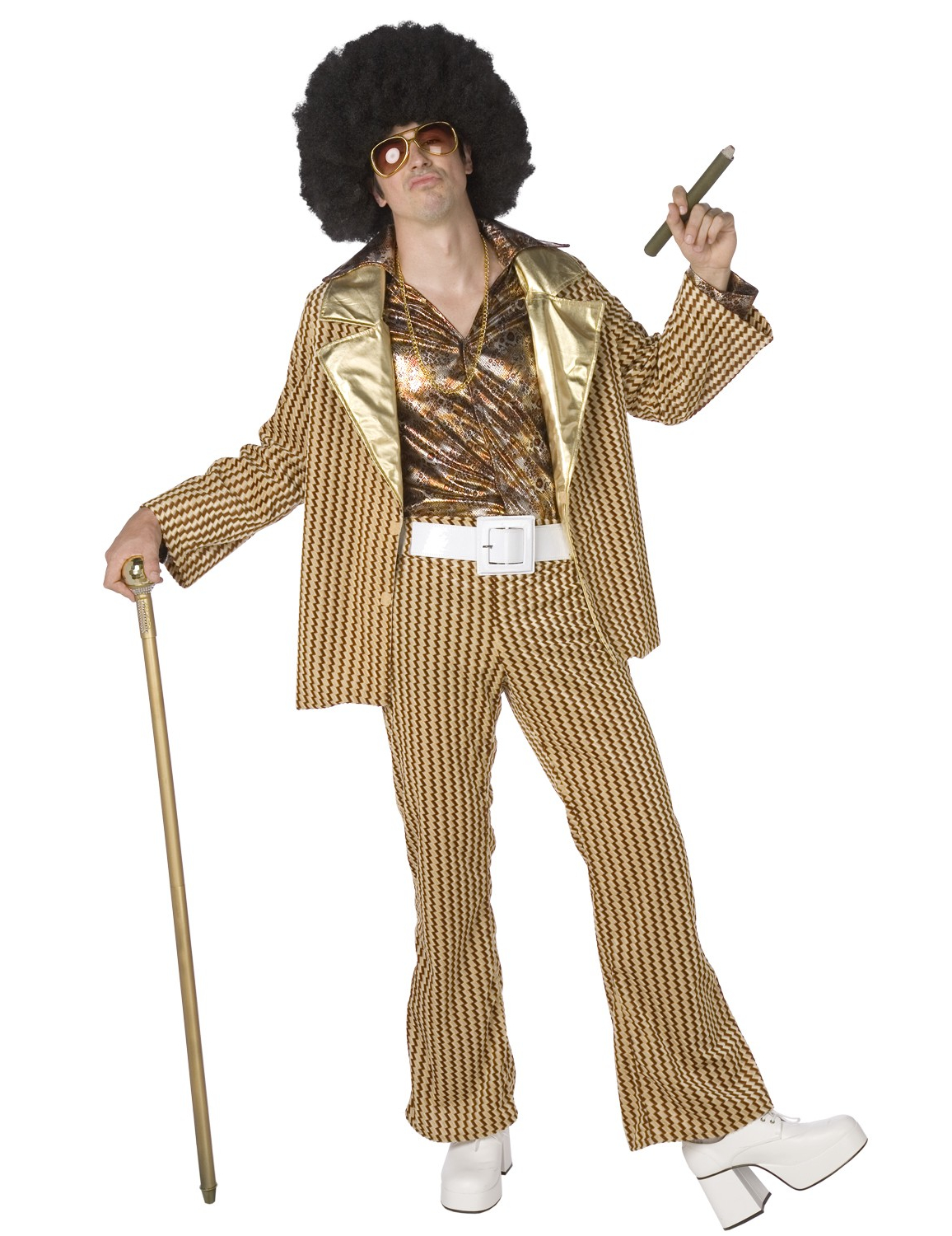 Déguisement disco homme col doré