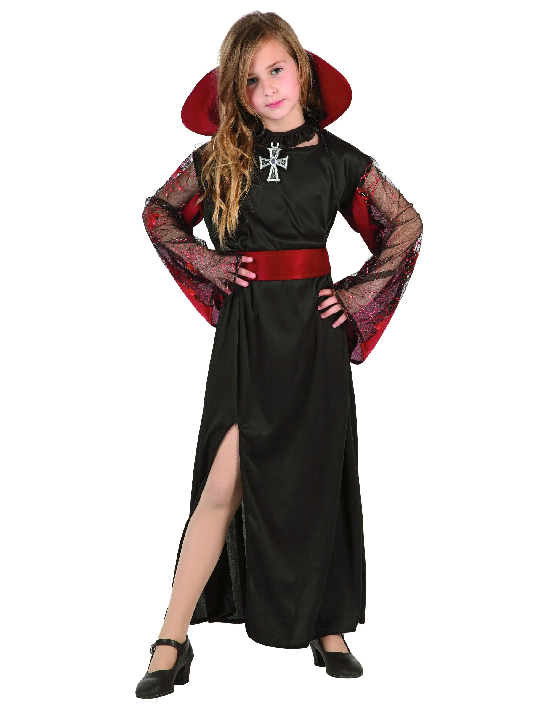 Déguisement vampire classique noir et rouge fille