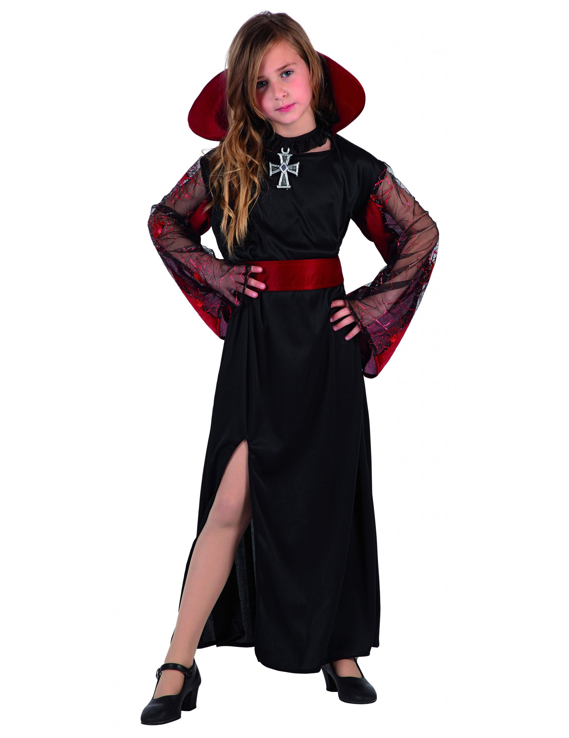 Déguisement vampire classique noir et rouge fille