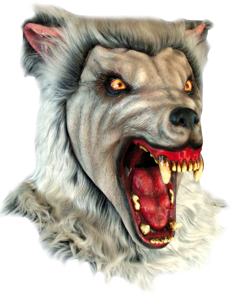 Masque intégral loup blanc menaçant adulte