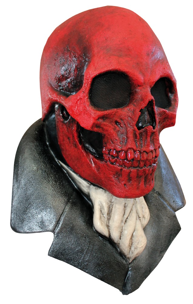 Masque tête de mort rouge adulte Halloween
