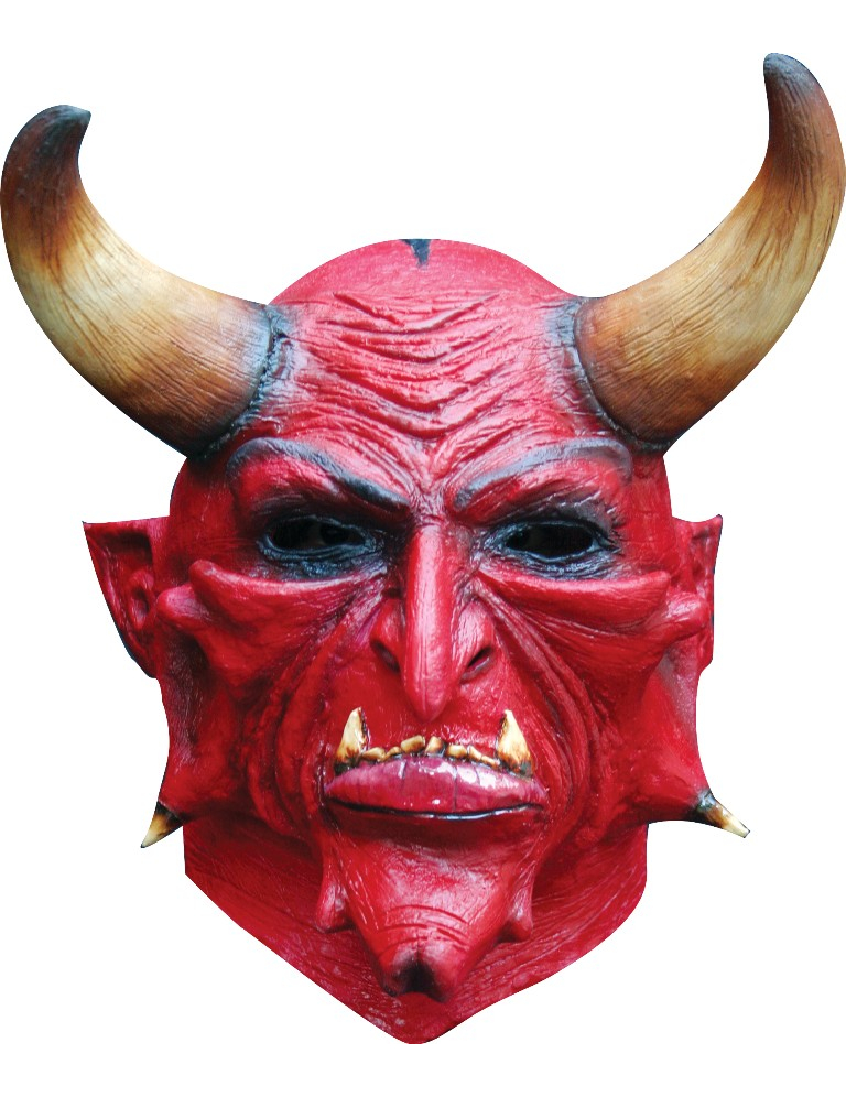 Masque intégral démon rouge à cornes adulte Halloween