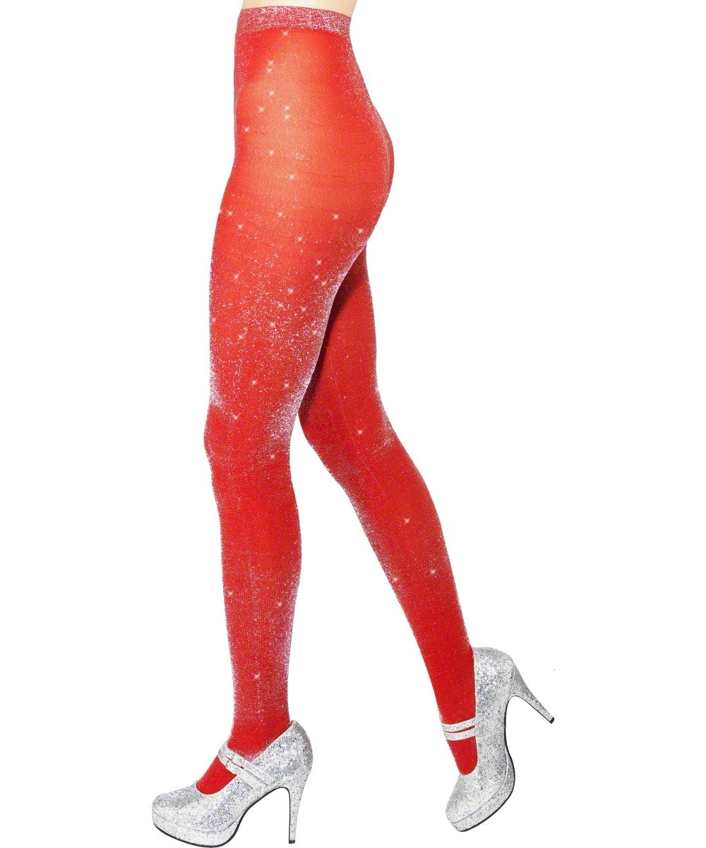 Collants rouges à paillettes femme