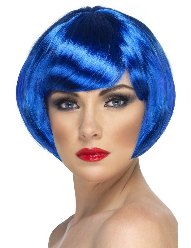 Perruque cabaret courte bleue femme