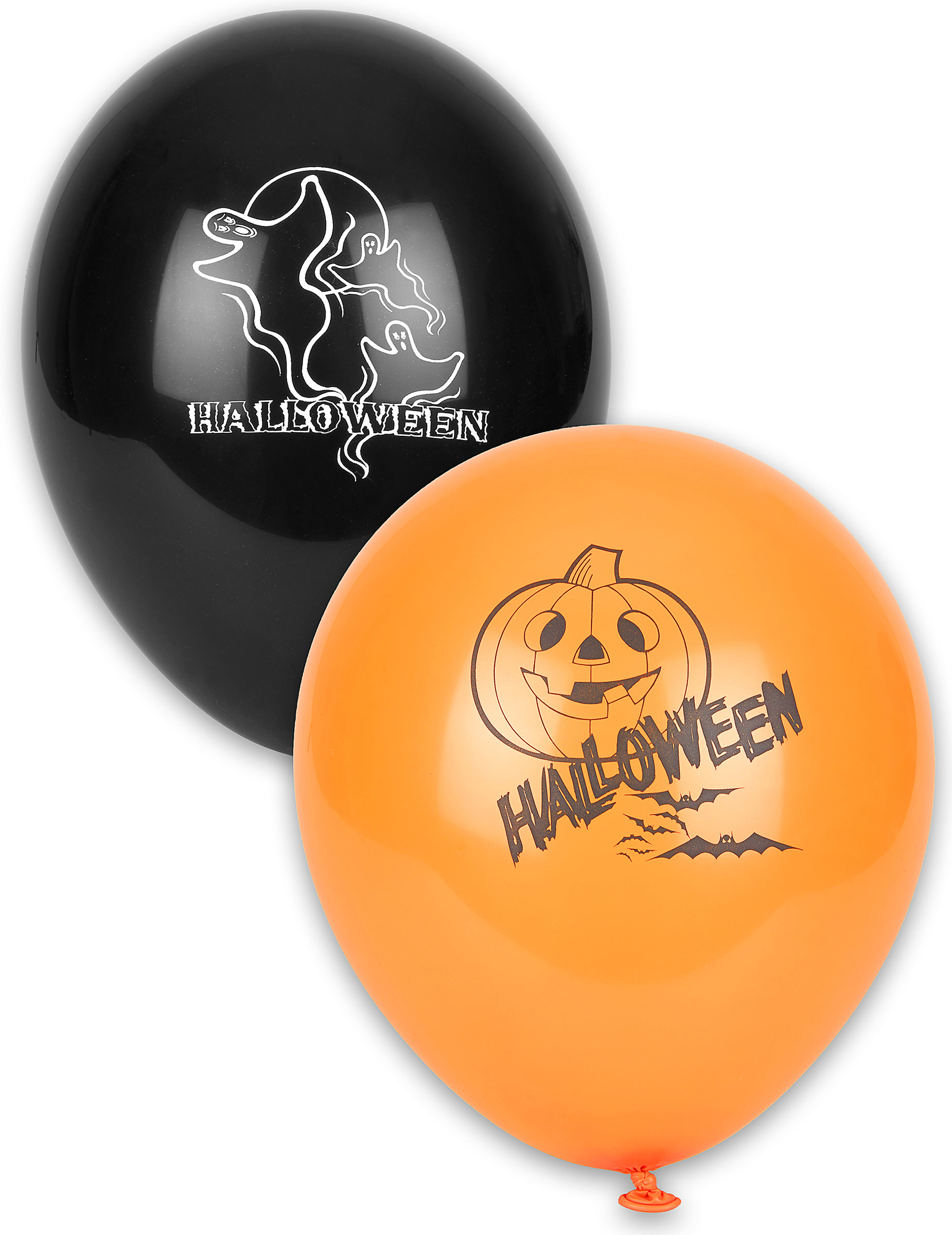 12 Ballons latex noirs et orange Halloween