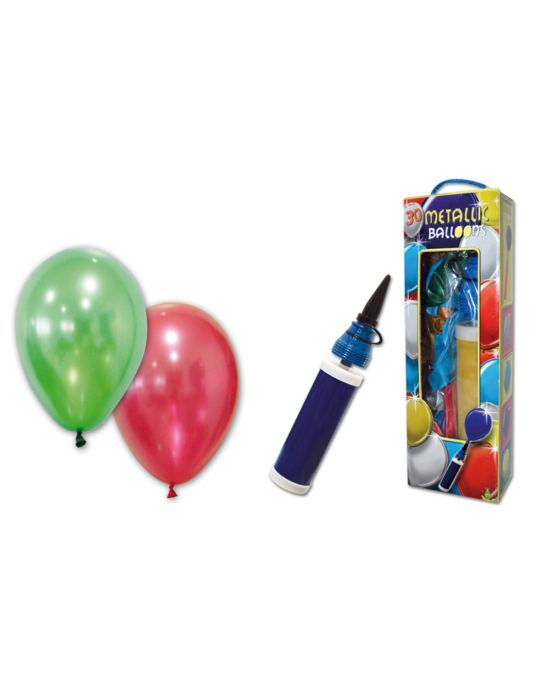 25 Ballons métalliques avec pompe