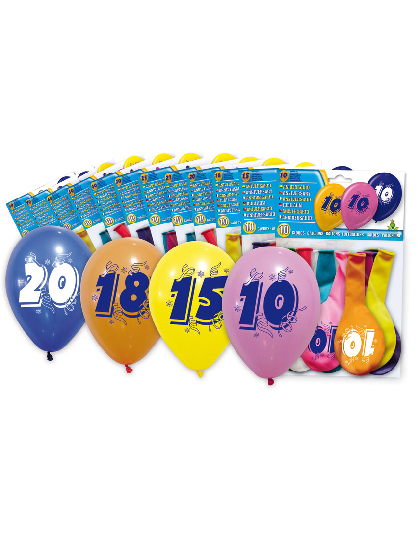 8 Ballons chiffre 50 multicolores 30 cm