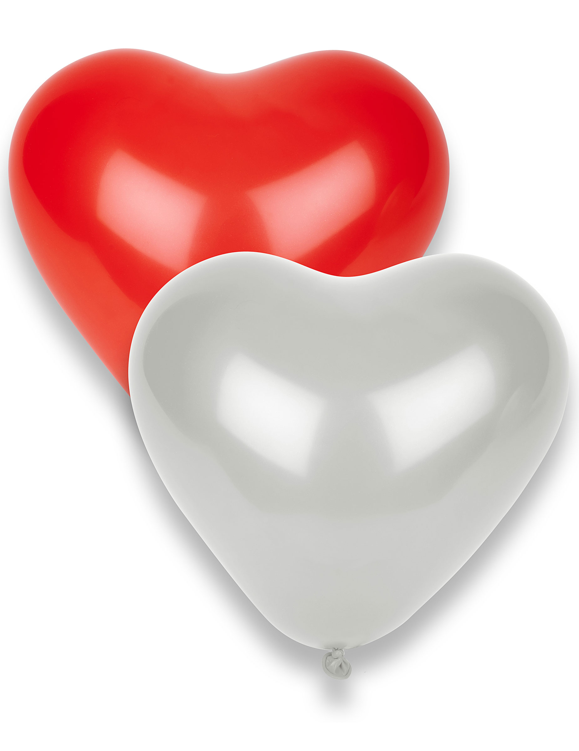 8 Ballons en latex c urs rouges et blancs 36 cm