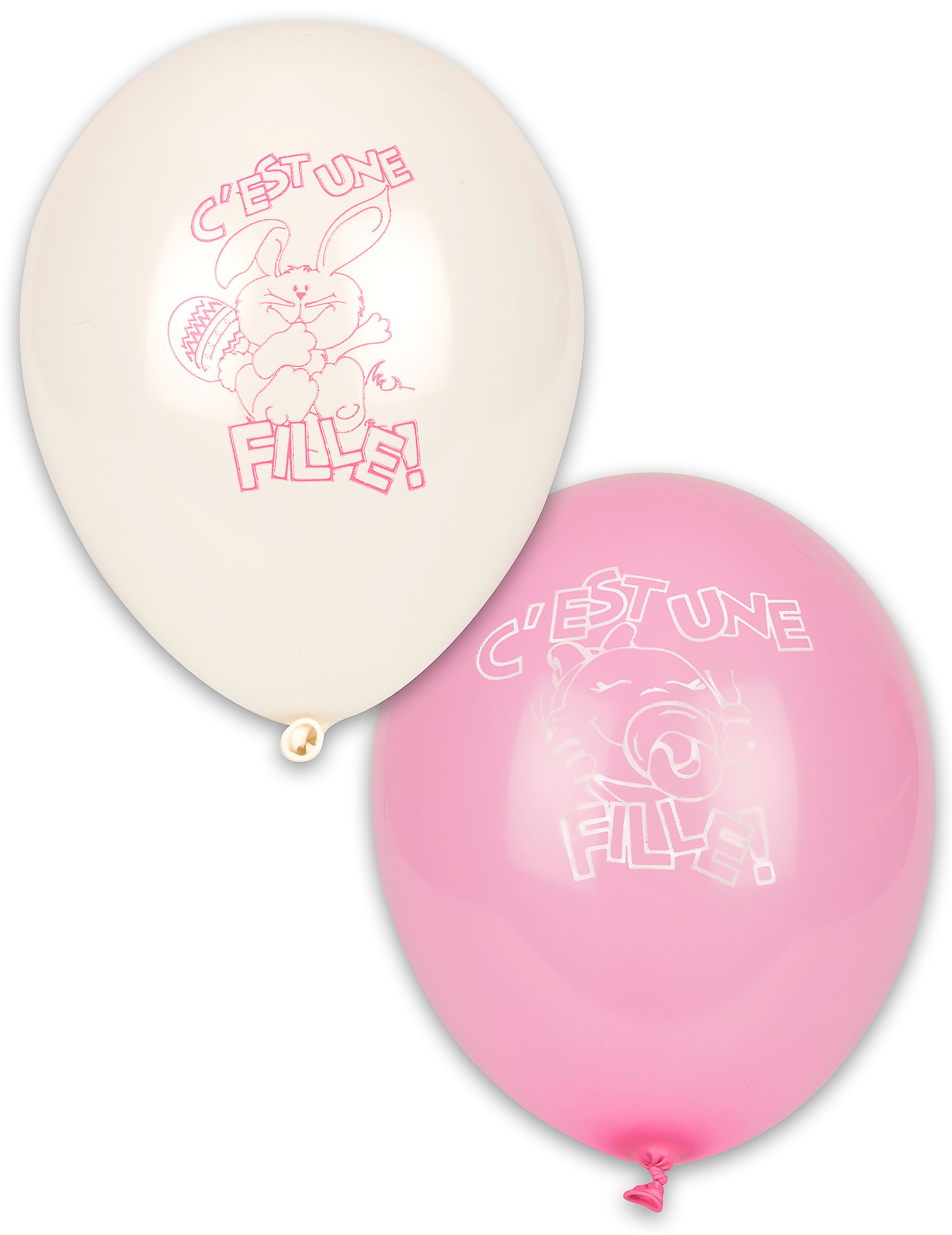 10 Ballons C'est une fille ! blancs et roses 30 cm