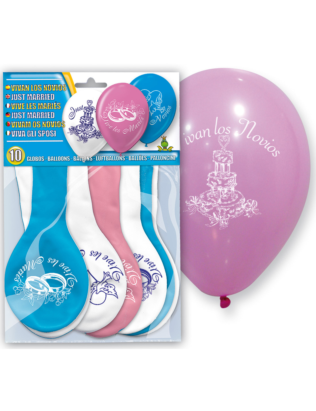 10 ballons Vive les mariés Blancs