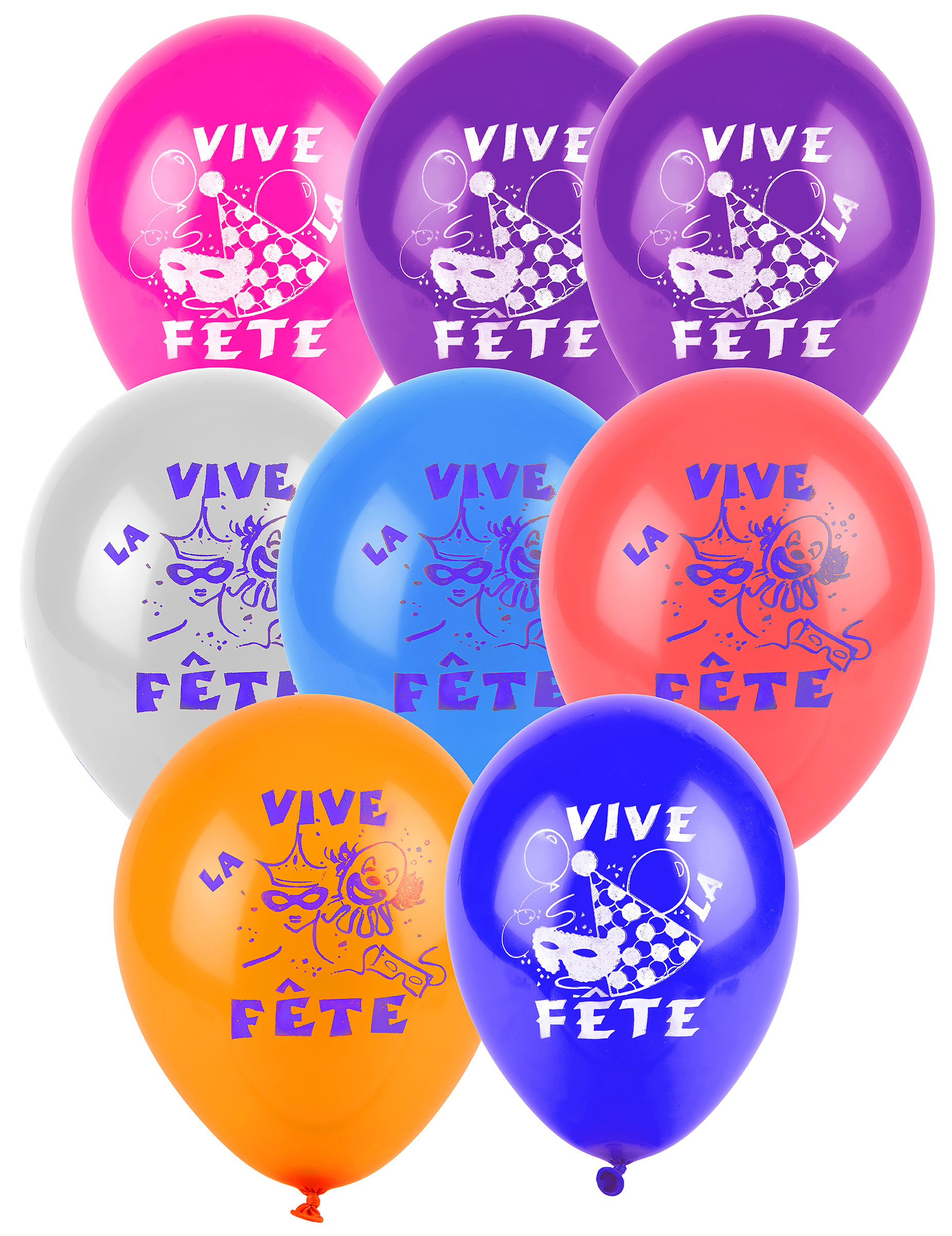 10 Ballons Vive la fête multicolores 30 cm
