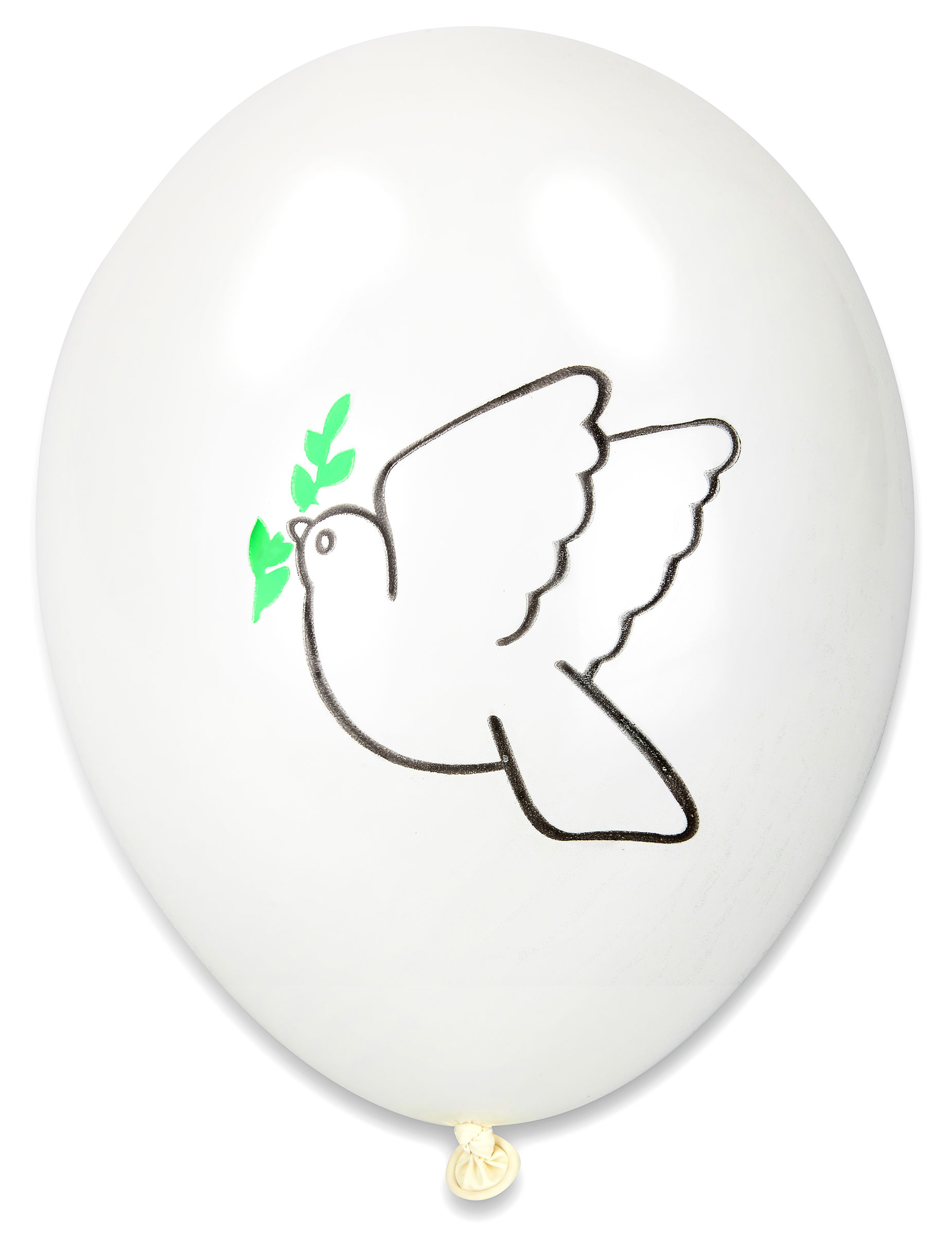 10 Ballons imprimés colombe paix blancs 30 cm