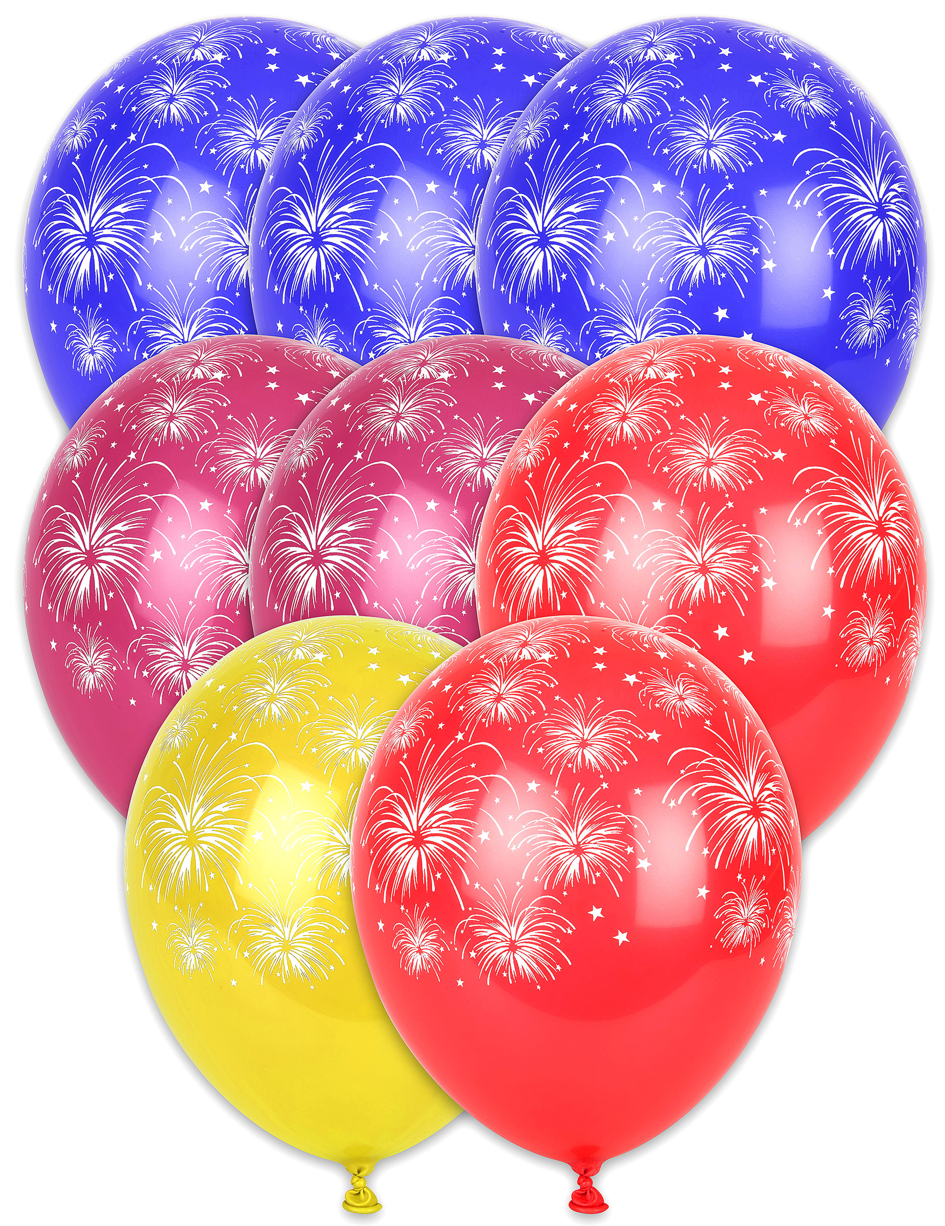 8 Ballons imprimés feux d´artifice