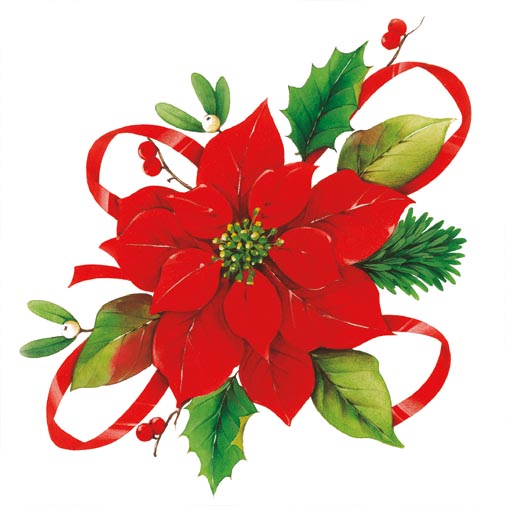 20 Serviettes en papier Fleur de Noël 33 x 33 cm