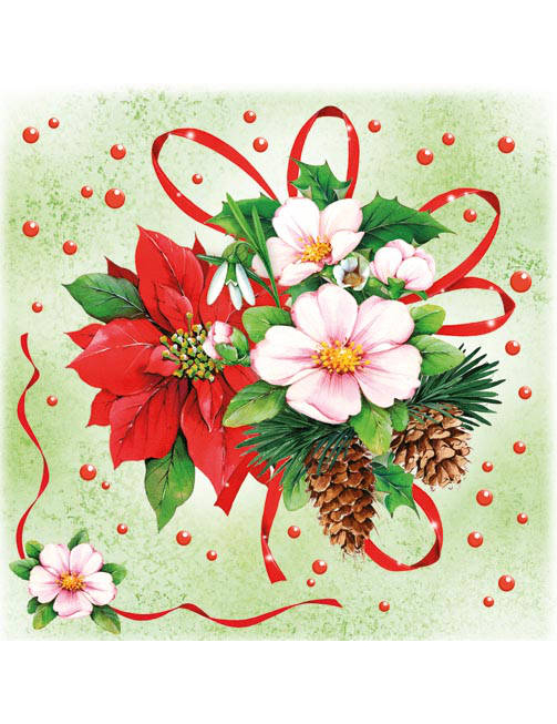 20 Serviettes fleurs d'hiver Noël