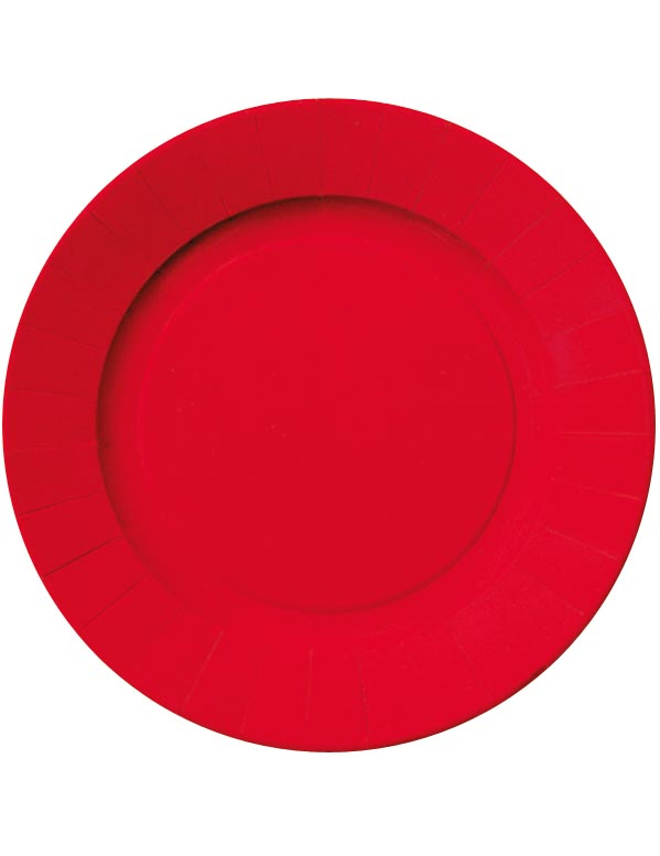 6 Grandes assiettes carton rouges 29 cm