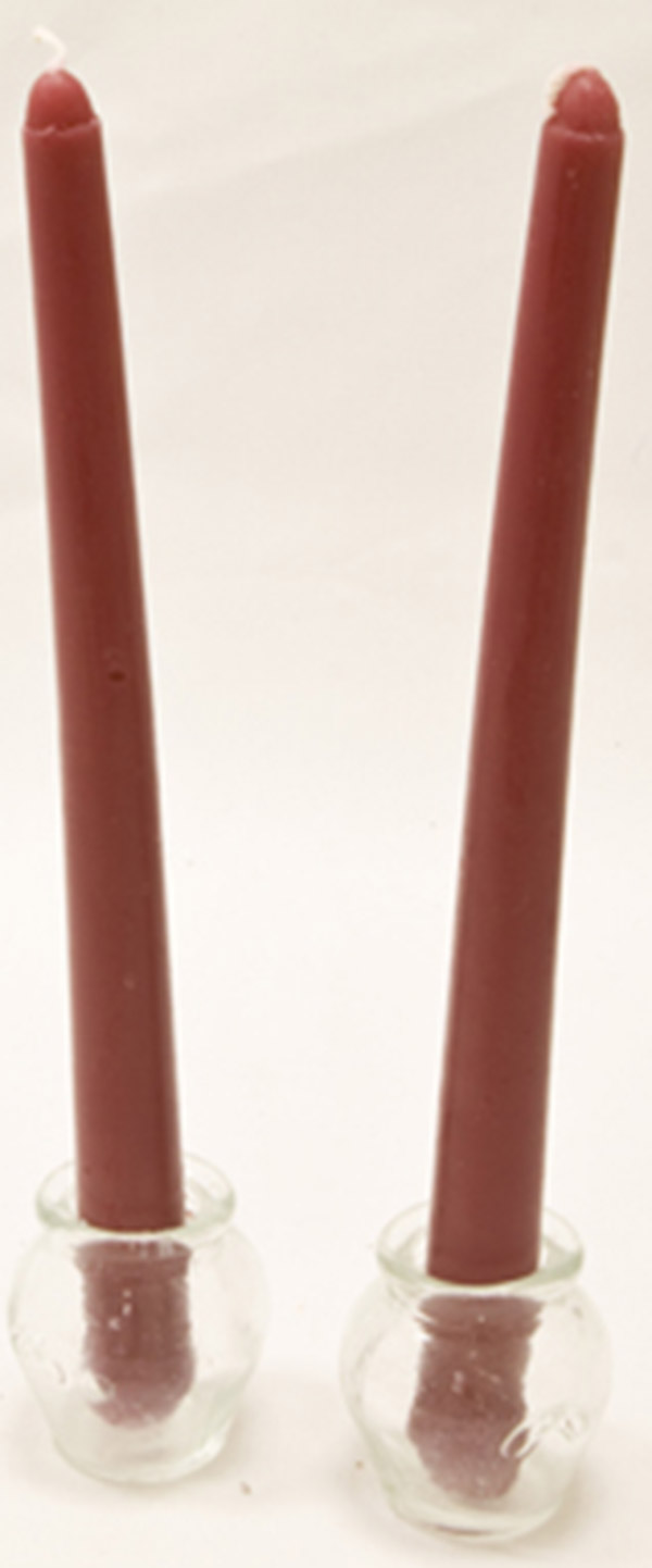 2 Bougies pour chandelier bordeaux