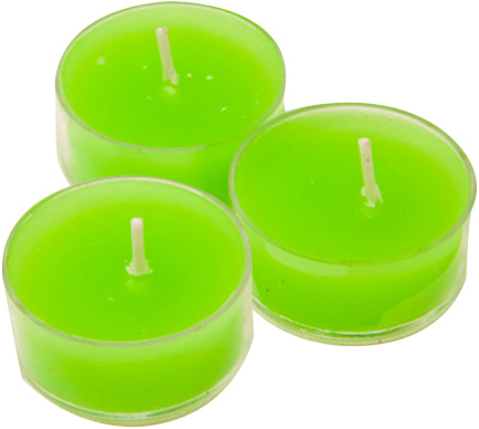 6 Bougies chauffe-plats vertes 1,2 x 3,8 cm