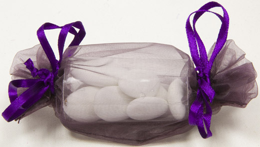 12 Ballotins organza prune