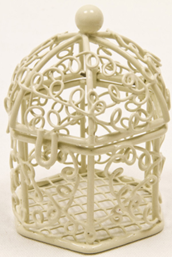 Mini cage à oiseaux ivoire