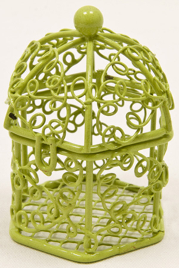 Mini cage à oiseaux en métal vert anis 5,5 x 4,5 cm