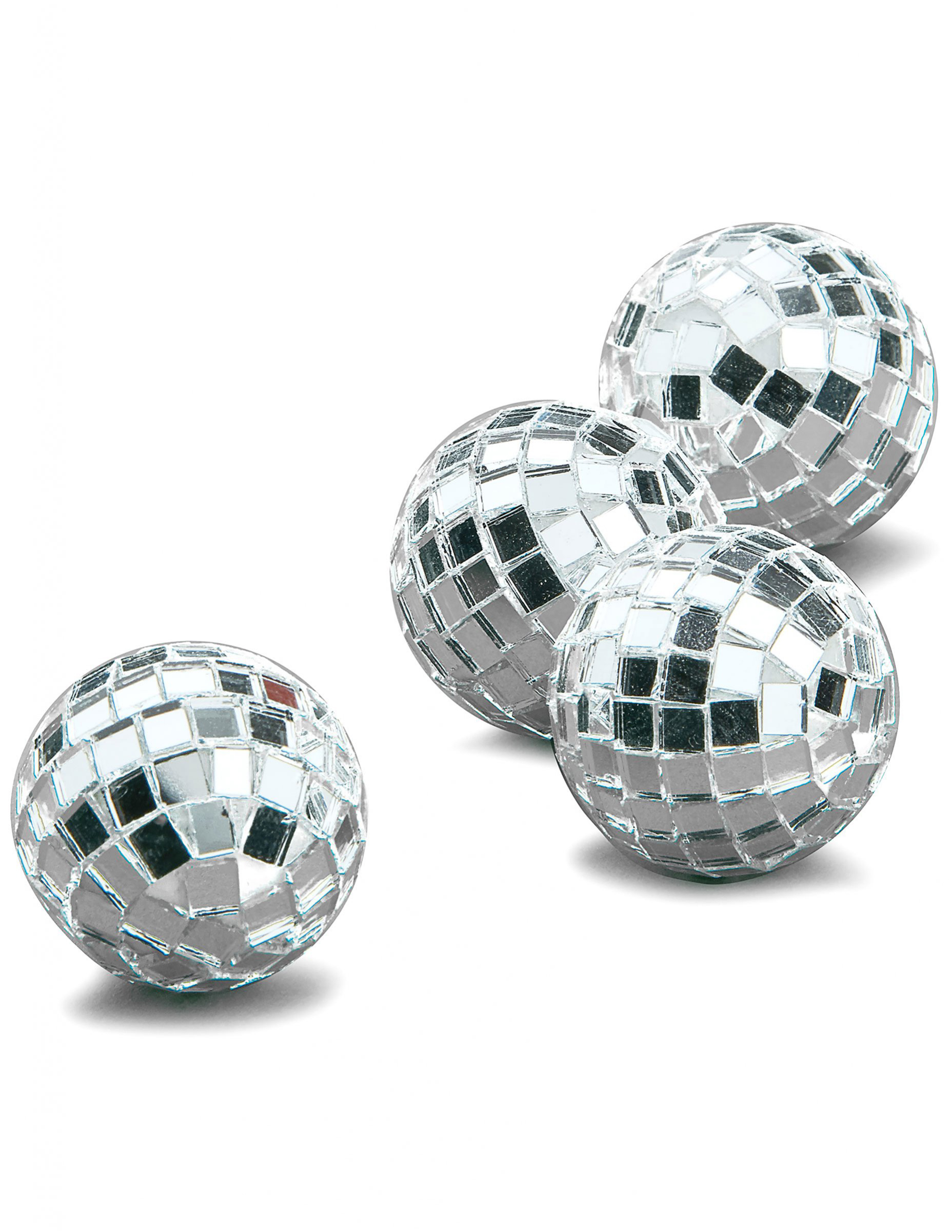 4 Mini boules à facettes argentées 3,5 cm