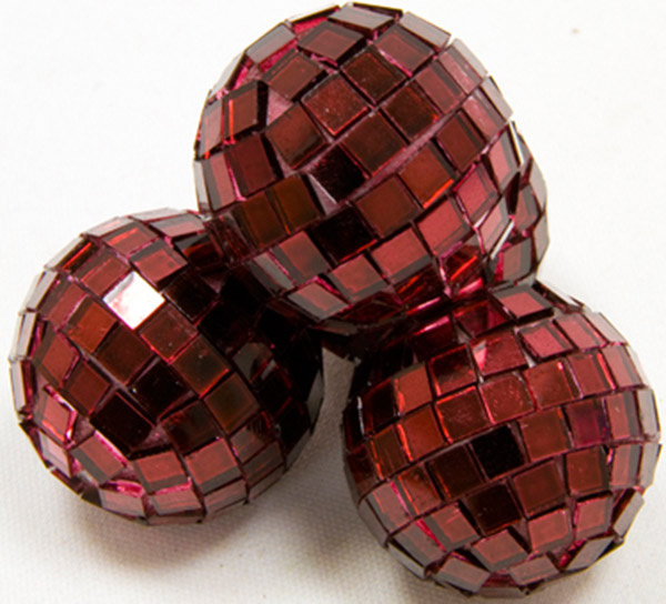 4 mini boules à facettes bordeaux