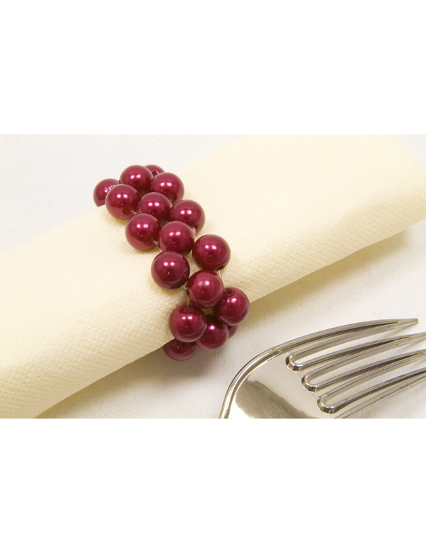 2 ronds de serviette en perles bordeaux