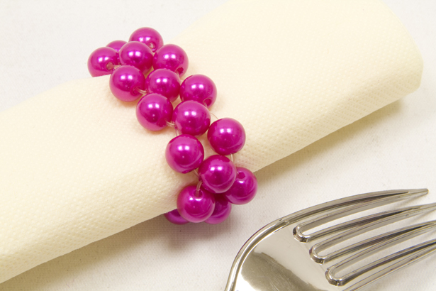 2 ronds de serviette en perles fuchsia