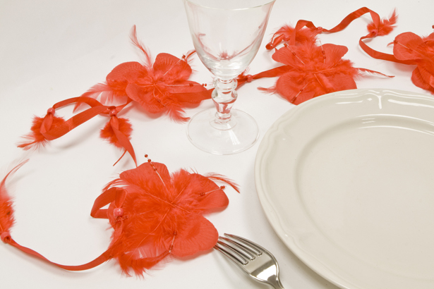 Guirlande de fleurs plume rouge