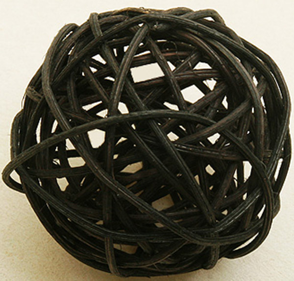 6 Boules en osier noires 3,5 cm
