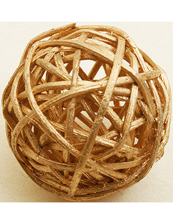 6 Boules en osier dorées 3,5 cm