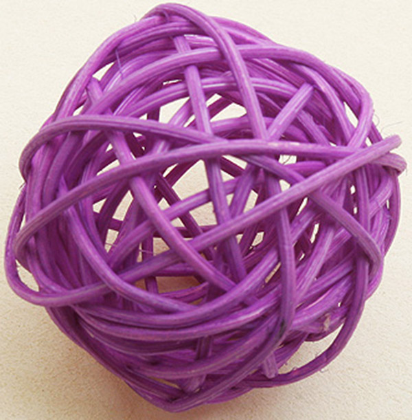 6 Boules en osier prune 3,5 cm