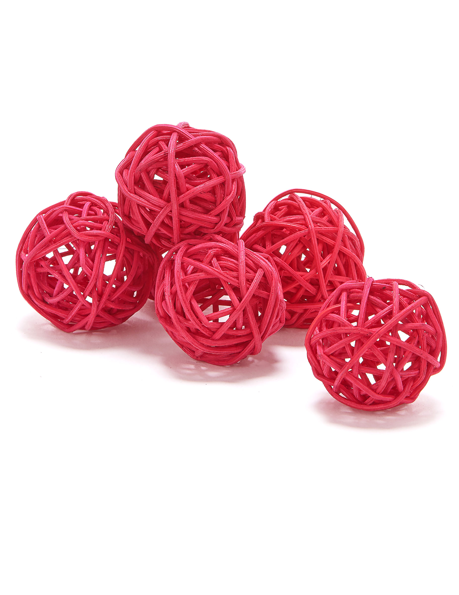 6 Boules en osier rouges 3,5 cm