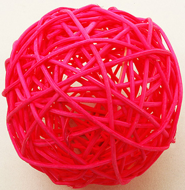 2 Boules en osier fuchsias 6 cm
