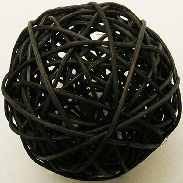 2 Boules en osier noires 6 cm