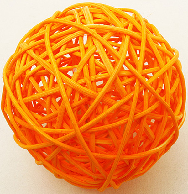 2 boules en osier orange (Dia. 6 cm)