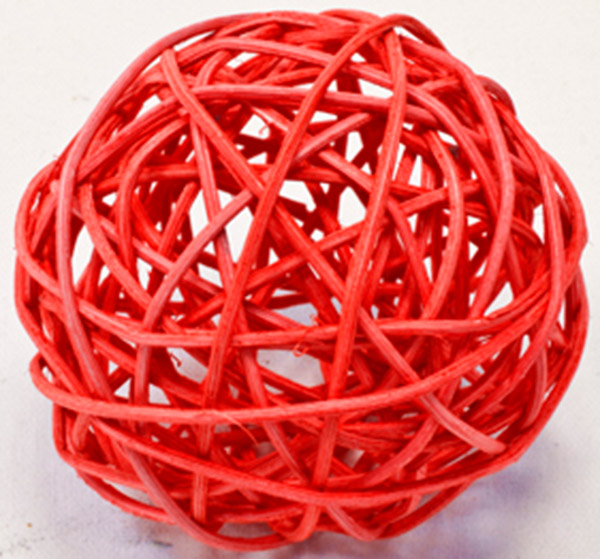 2 Boules en osier rouges 6 cm