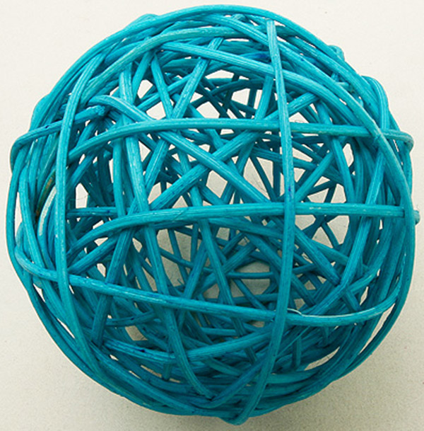 2 Boules en osier turquoises 6 cm