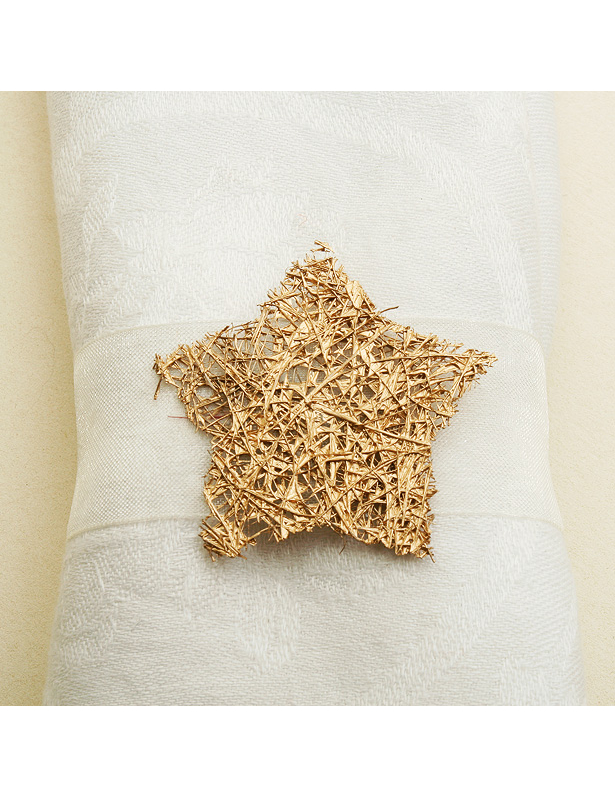 6 rubans décor étoiles or 30 x 3 cm