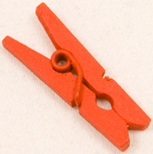 10 Mini pinces à linge en bois rouges