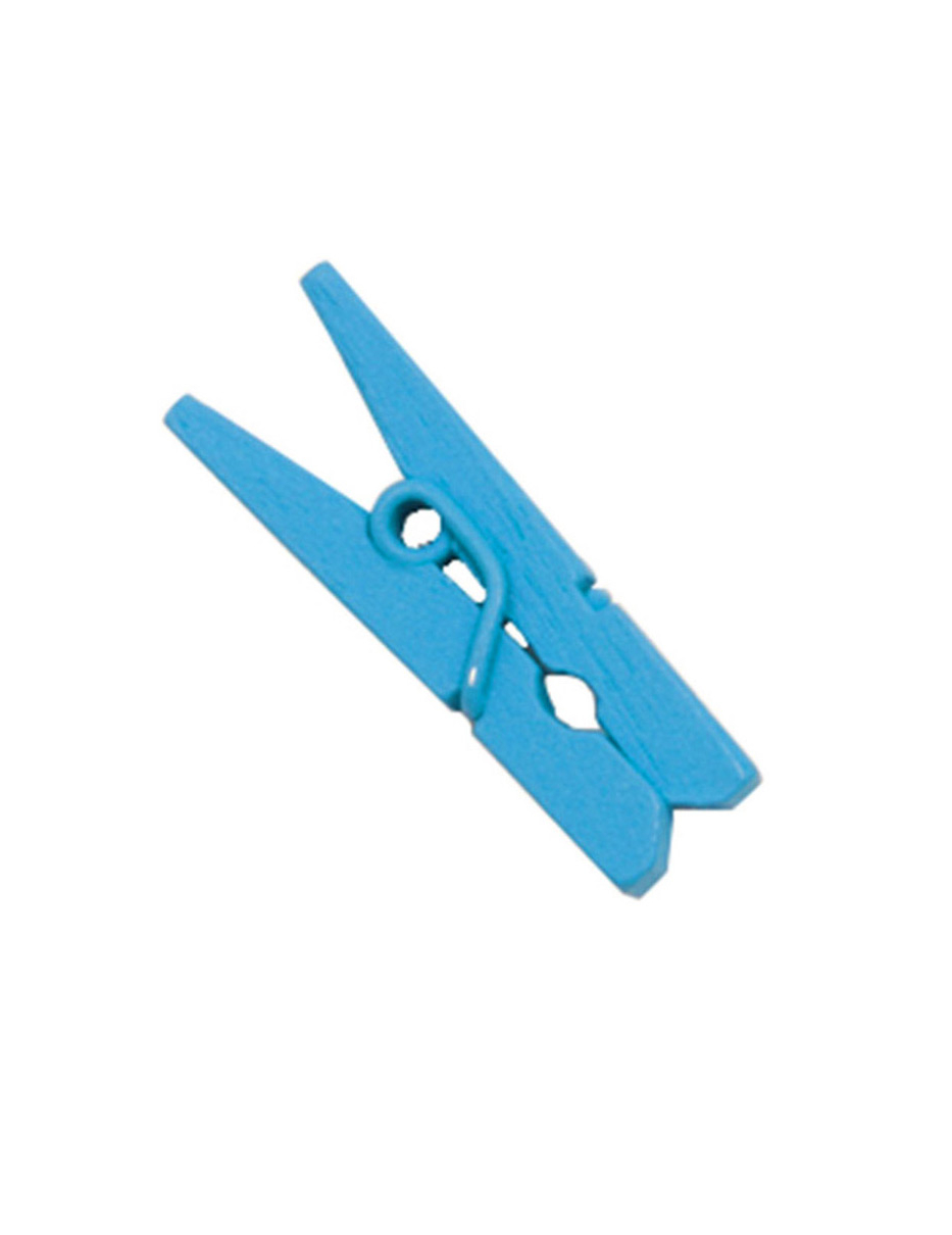 10 Mini pinces à linge en bois bleu 2.5 cm