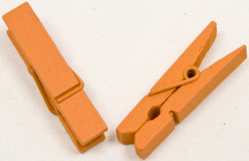 25 Pinces à linge en bois orange