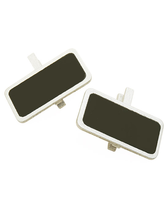 Sachet de 6 mini ardoise sur pince effet métal argent 4 x 2 cm