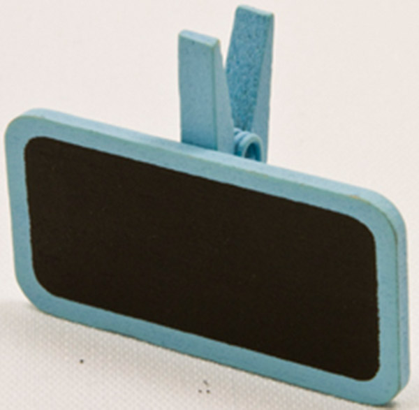 6 Pinces à linge avec une mini ardoise bleu ciel 4 x 2 cm