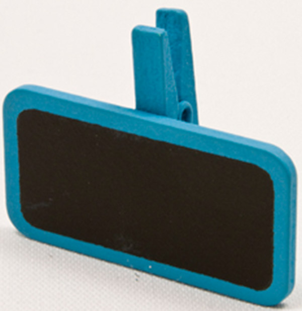 6 Pinces à linge avec une mini ardoise turquoise 4 x 2 cm